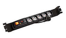 Solarix Napájecí panel ACAR F5 FA 3m 5 pozic BK včetně držáků do 19" lišt 1U, ACAR-F5-FA