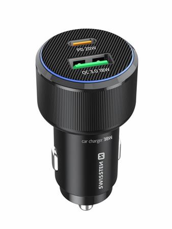 SWISSTEN CL ADAPTÉR USB-C PD + USB-A, 38W ČERNÝ