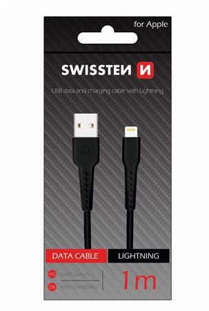 SWISSTEN DATOVÝ KABEL USB / LIGHTNING 1,0 M ČERNÝ
