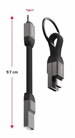 SWISSTEN MAGNETICKÝ KEYCHAIN KABEL USB-A / USB-C 9,7 CM