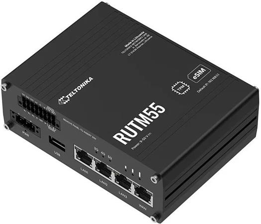 Teltonika RUTM55 Průmyslový 5G Wi-Fi Router, I/O, RS232 a RS485, GPS, eSIM
