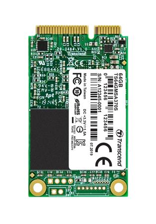 TRANSCEND MSA370S 64GB SSD disk mSATA, SATA III 6Gb/s (MLC), 520MB/s R, 100MB/s W