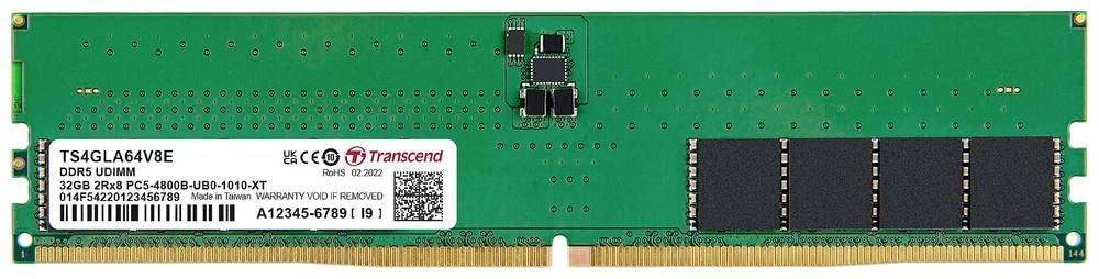 Transcend paměť 32GB DDR5 4800 U-DIMM 2Rx8 (2Gx8)x16 CL40 1.1V