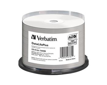 VERBATIM CD-R DataLifePlus 700MB, 52x, silver thermal printable, spindle 50 ks